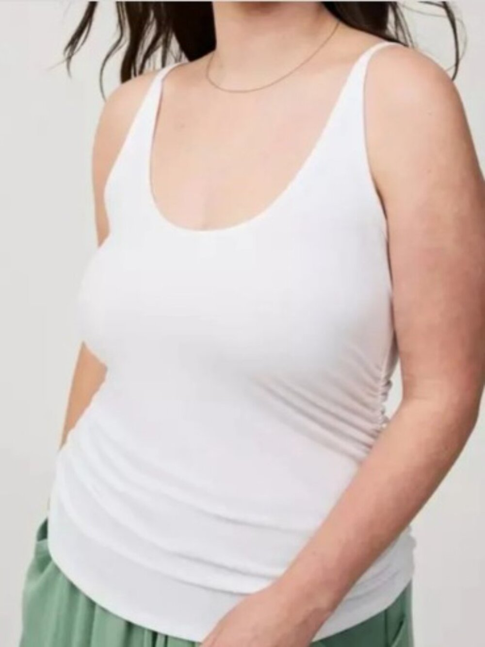 Torrid Scrunched Side Scoop Neck White Tank